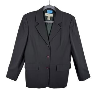 Eddie Bauer Deep Forest Green Wool Single Breasted Button Up Lined Blazer Sz 10‎